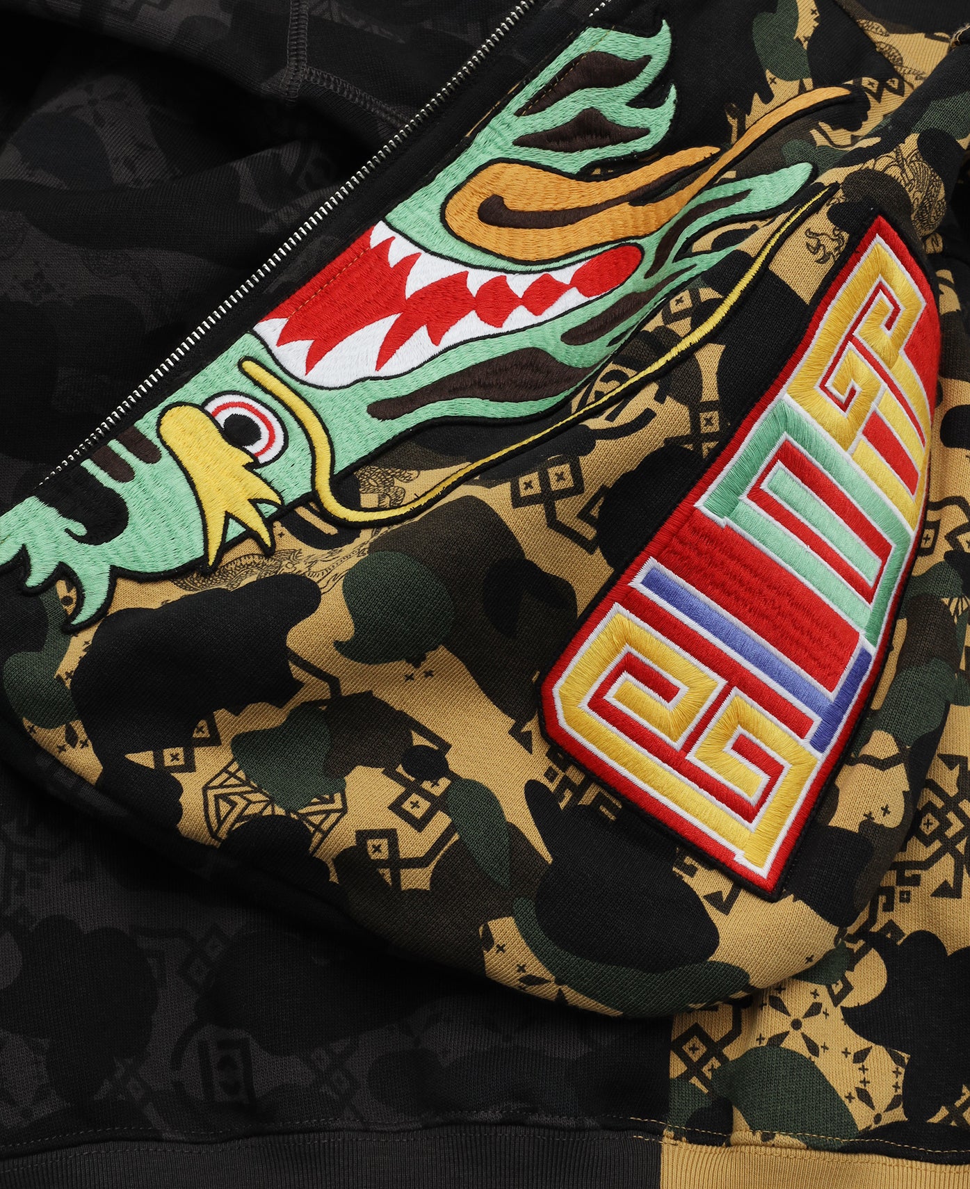 Camo Split Shark Relaxed Fit Full Zip Hoodie (Camo) - Image 6