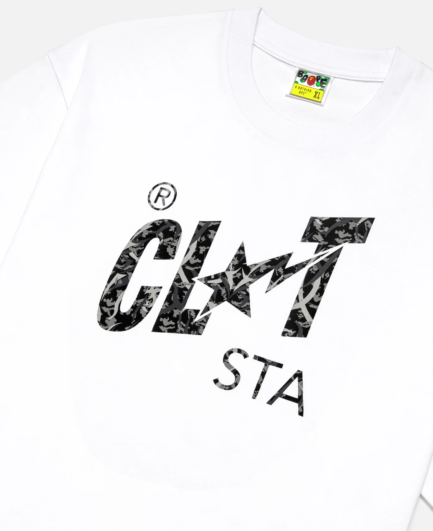 Camo CLOT STA Logo Relaxed Fit T-Shirts (White) - Image 3