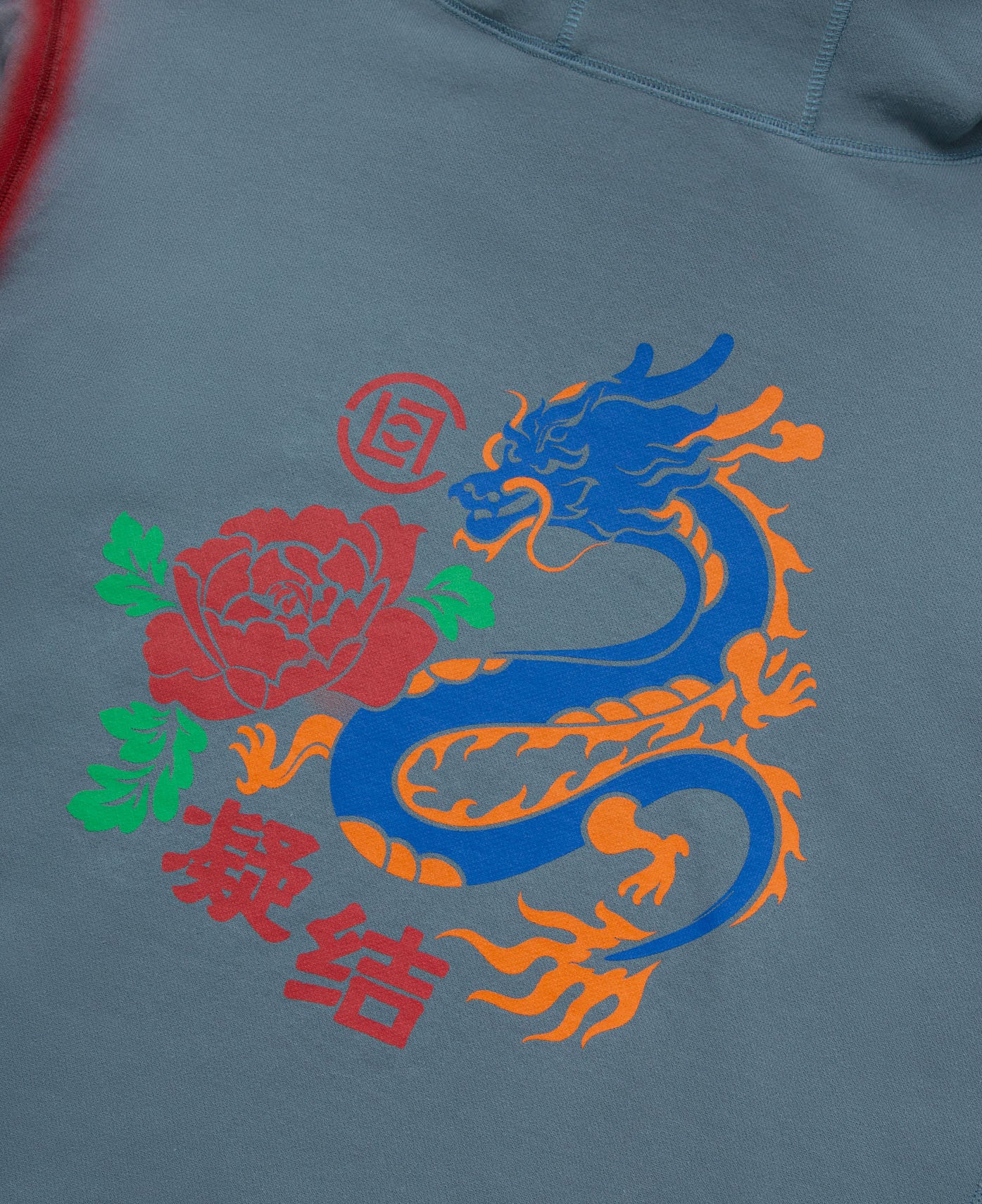 Enamel Dragon Print Hoodie (Blue) - Image 4