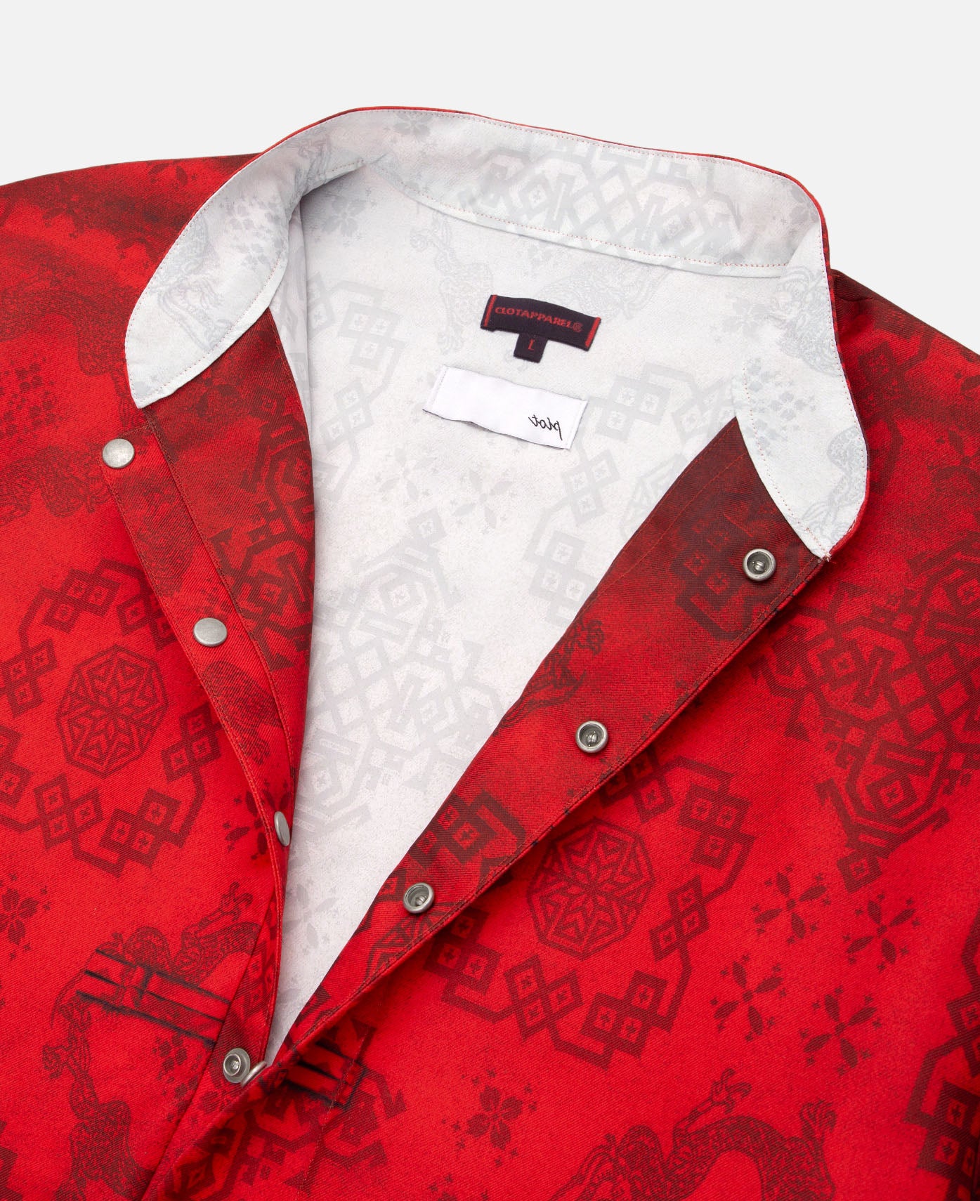 Printed Silk Shirt (Red) - Image 4