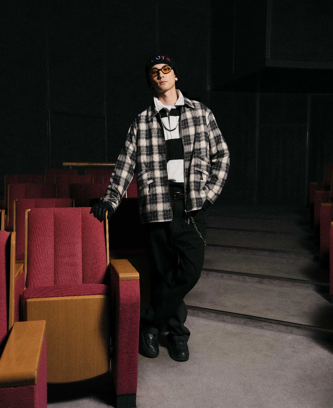 Quilted Checked Jacket (Black) - Image 2