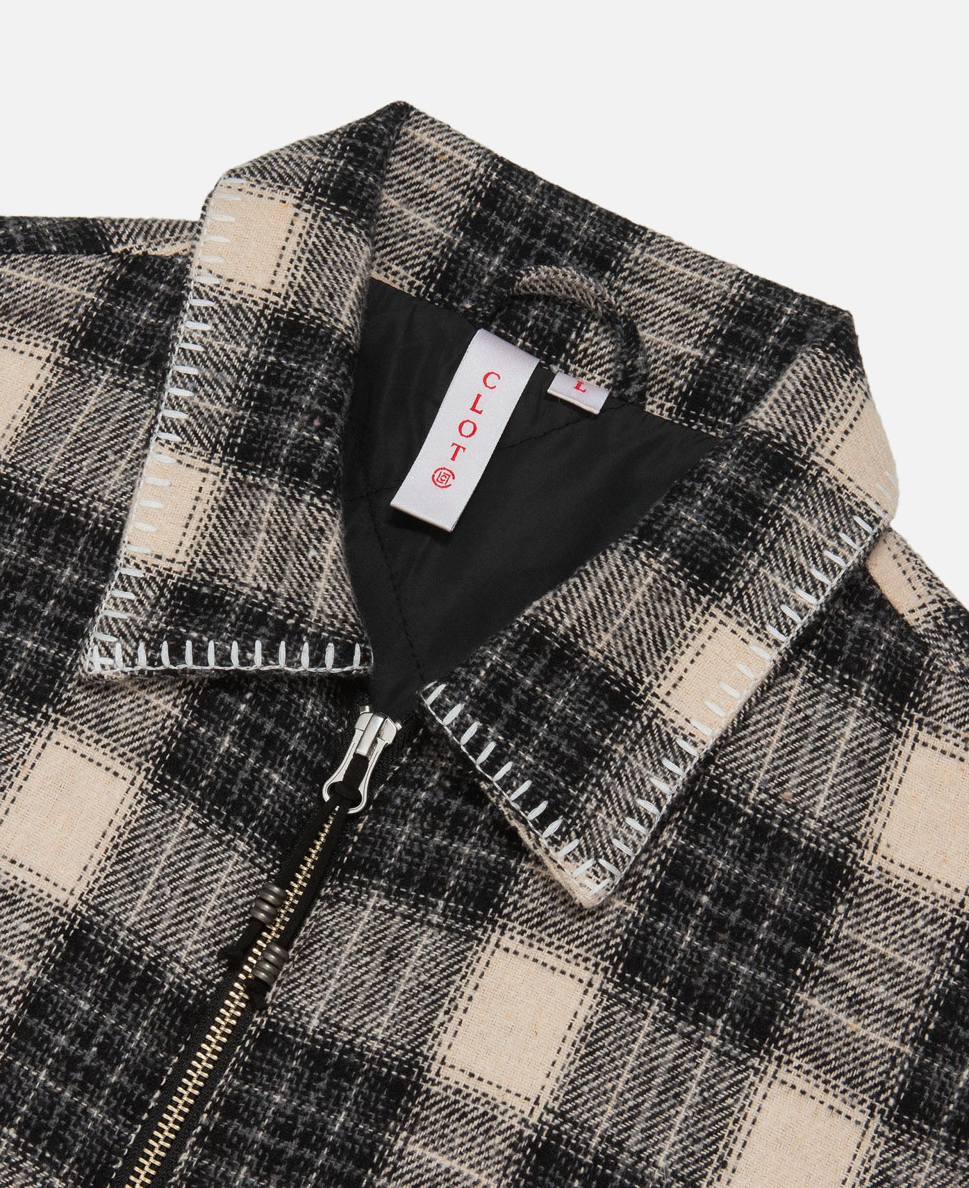 Quilted Checked Jacket (Black) - Image 4