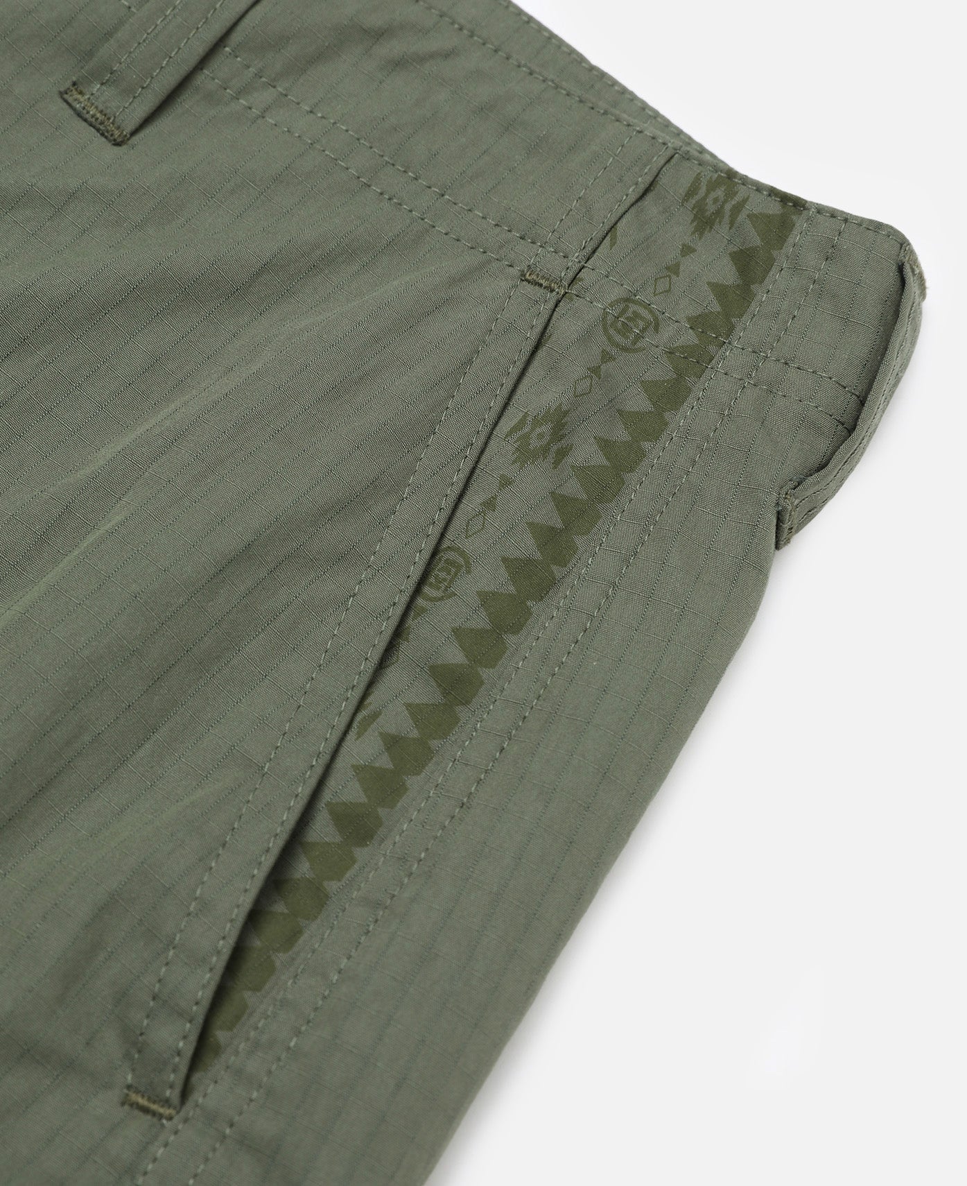 Embroidery Cargo Shorts (Olive) - Image 4