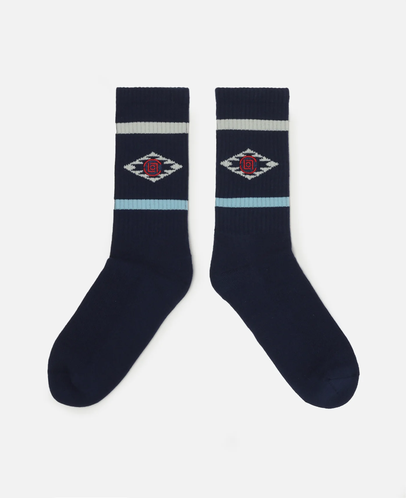 Ethnic Pattern Socks (White/Navy) - Image 2