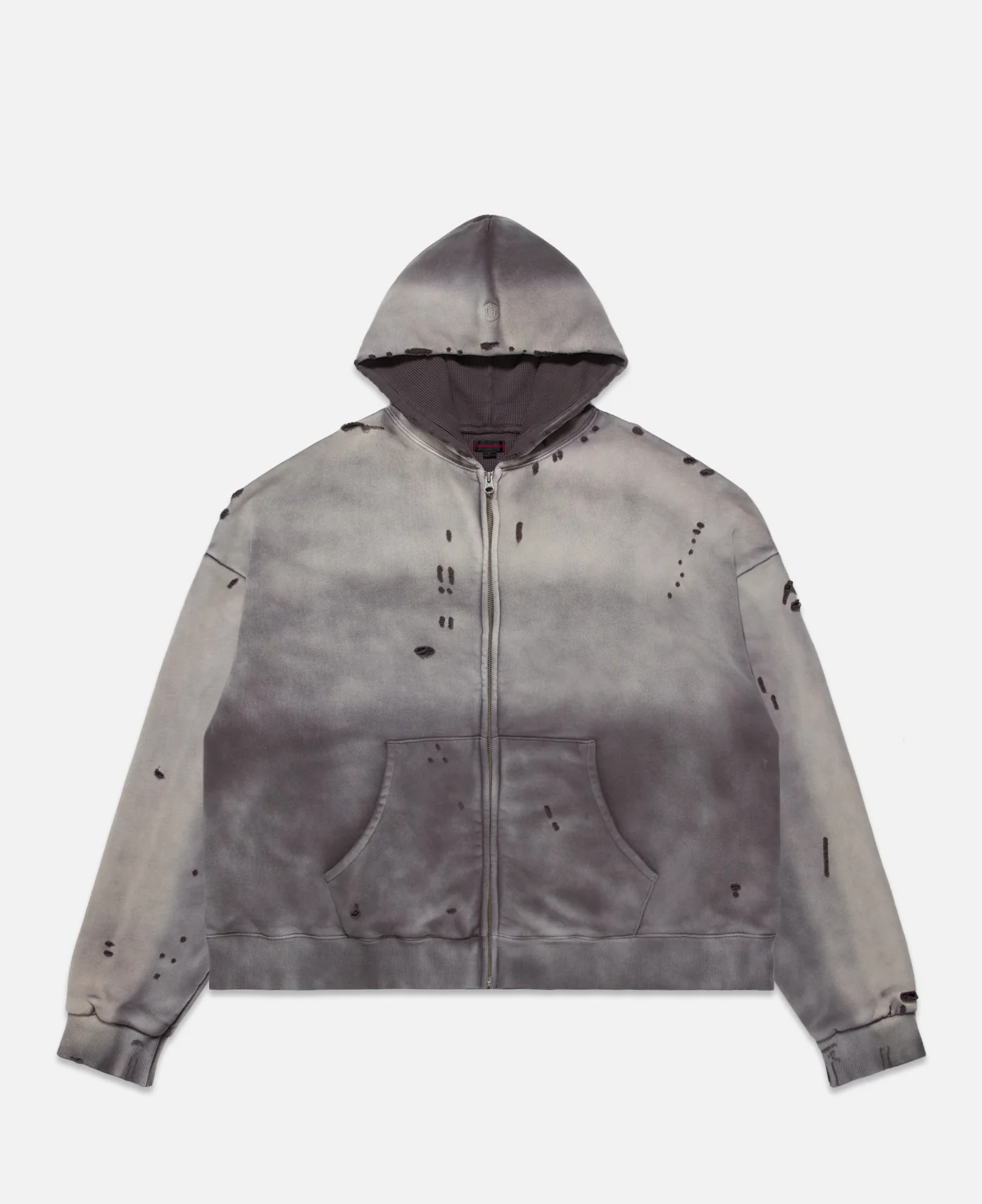 Heavy Washed Zip Up Hoodie (Black)