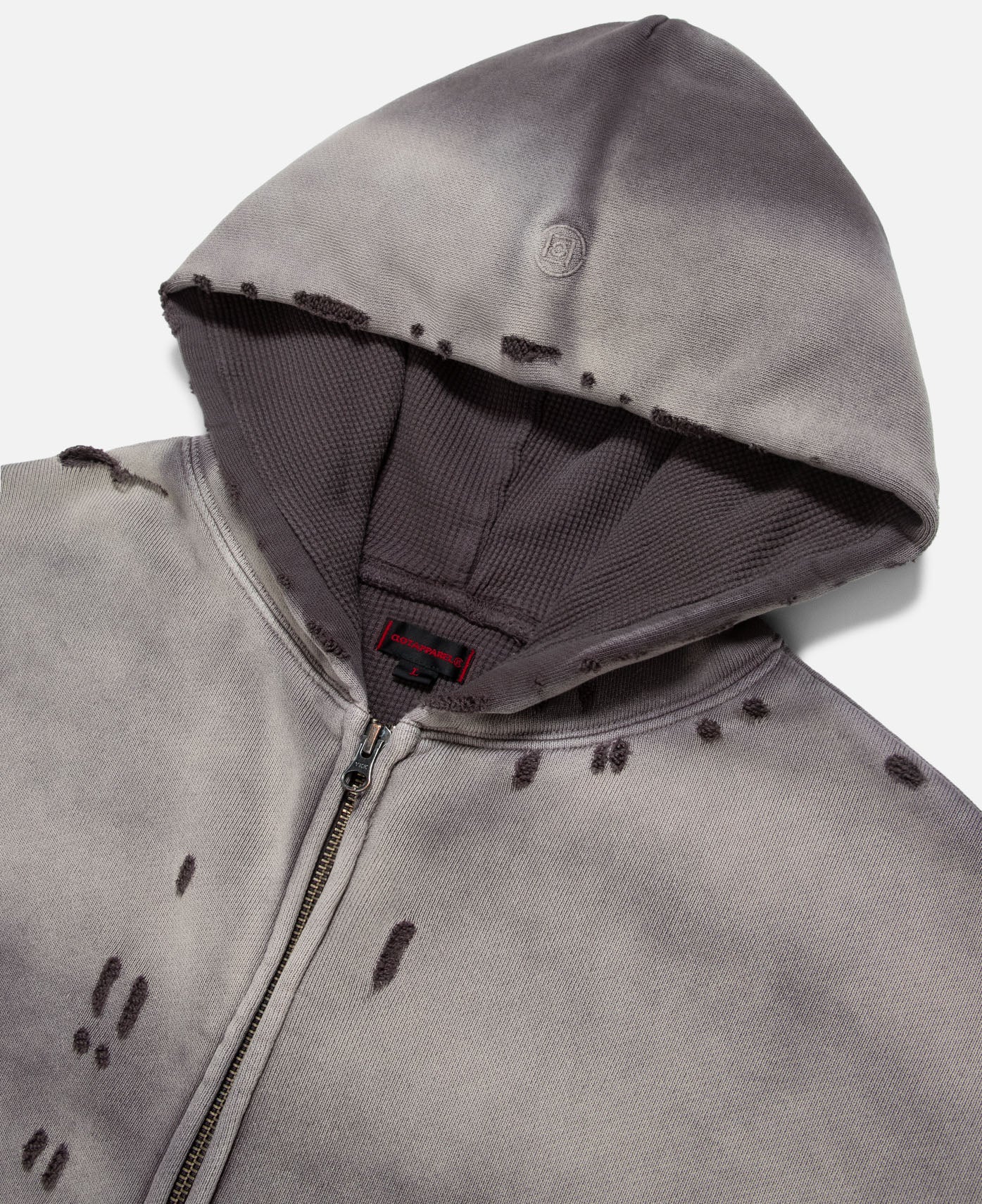 Heavy Washed Zip Up Hoodie (Black) - Image 3