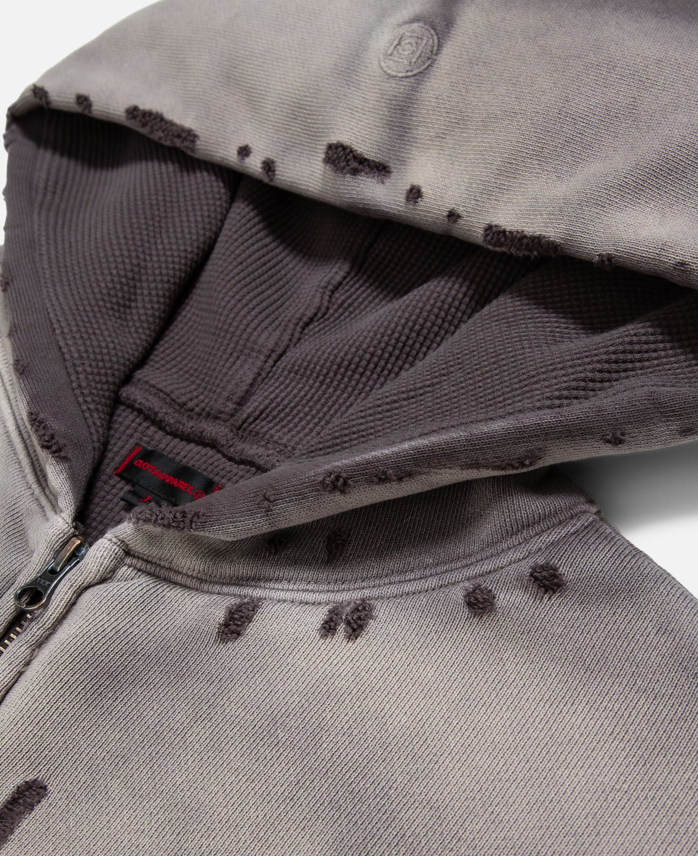 Heavy Washed Zip Up Hoodie (Black) - Image 4