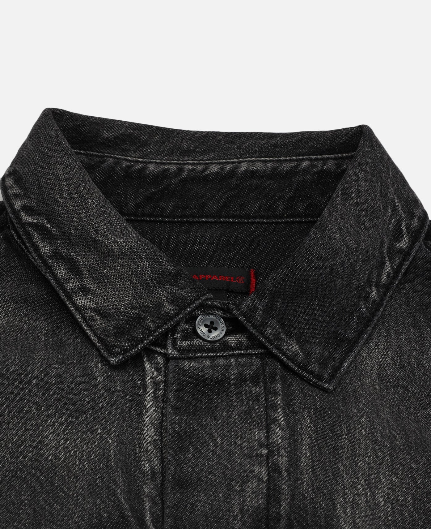 Washed Chinese Shirt (Black) - Image 3