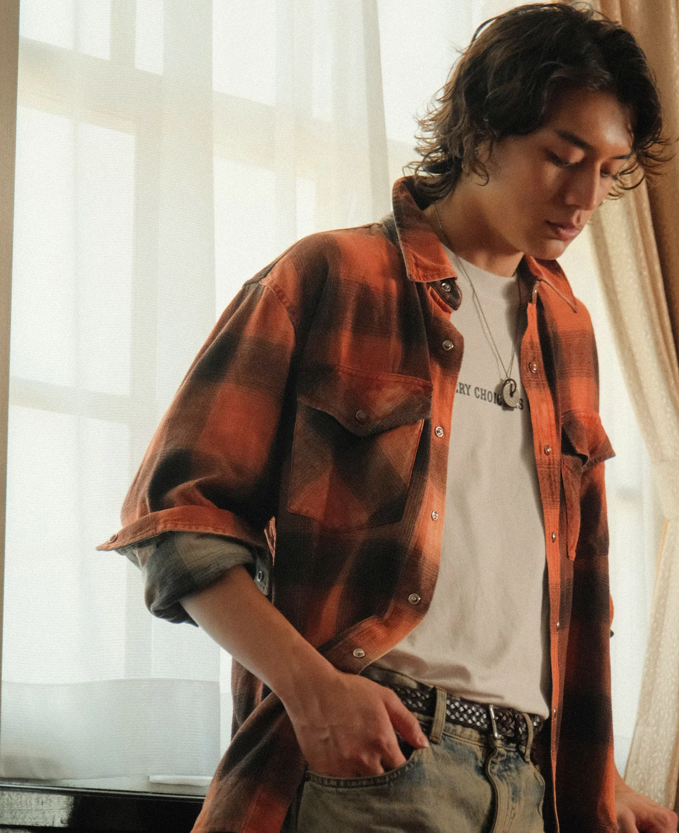 Vintage Washed Shirt (Orange) - Image 2