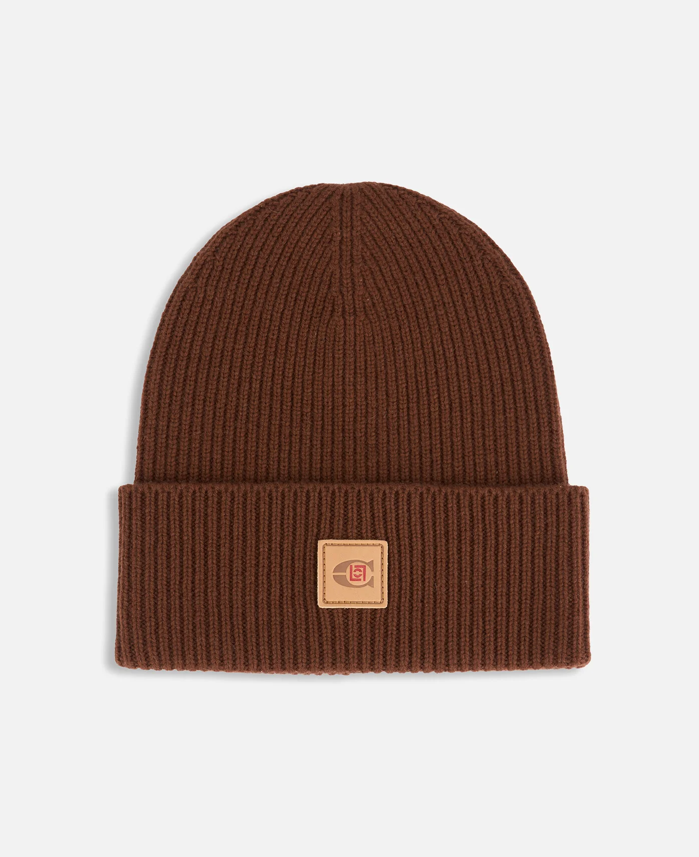 Coach Clot Patch Knit Beanie (Brown)