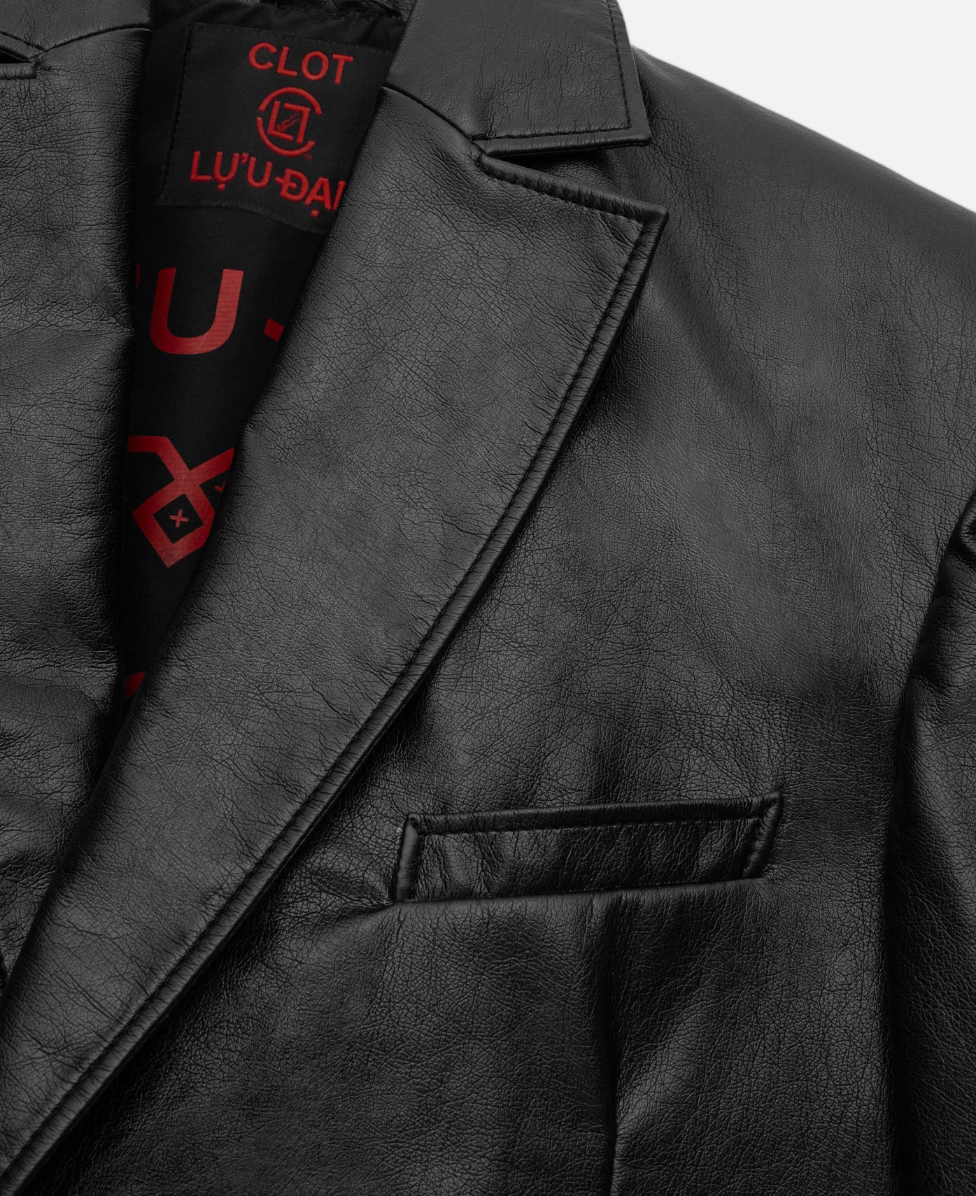 Faux Leather Oversized Tailored Jacket (Black) - Image 4