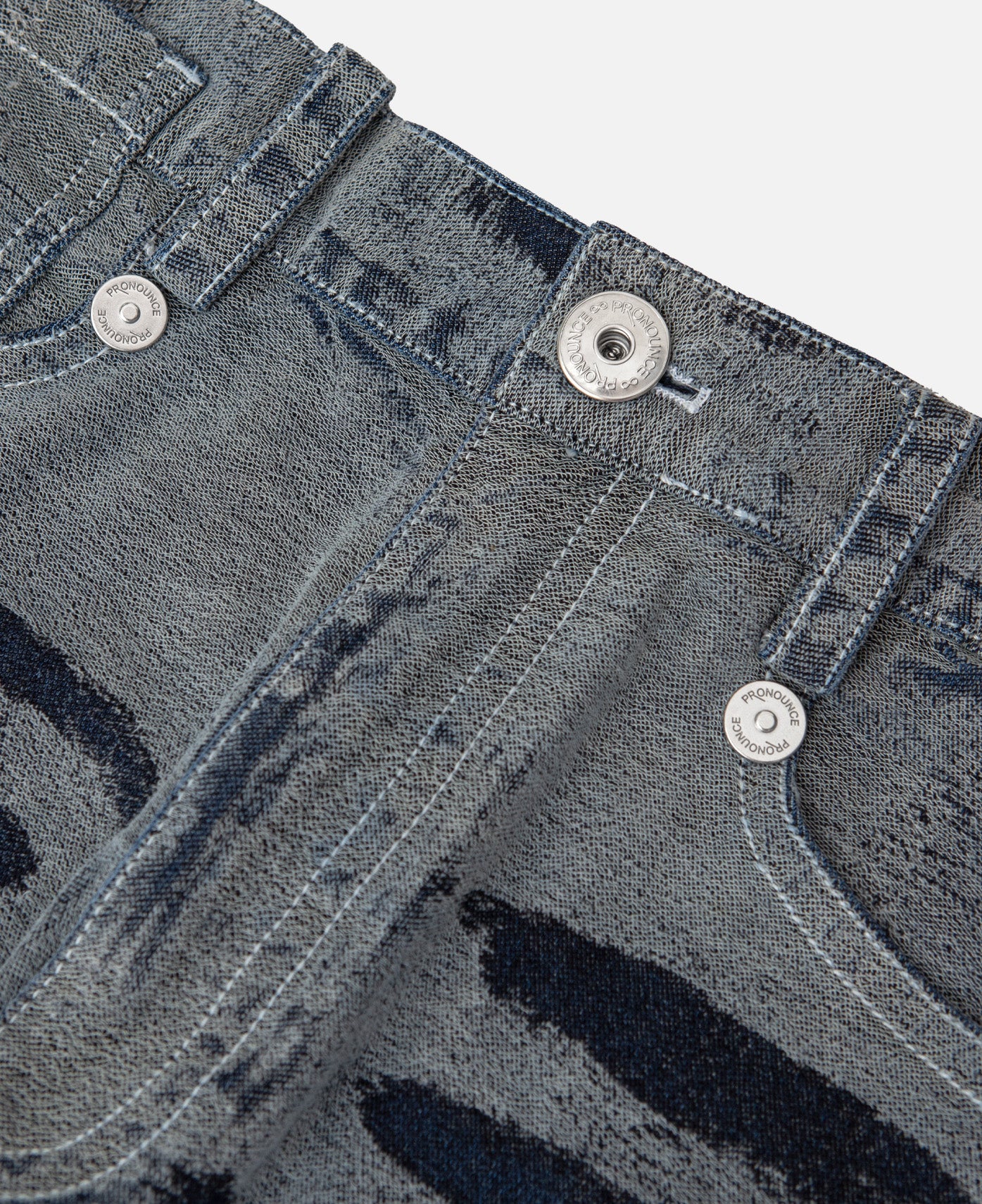 Hand Scratched Whisker Washed Denim Pants (Blue) - Image 3