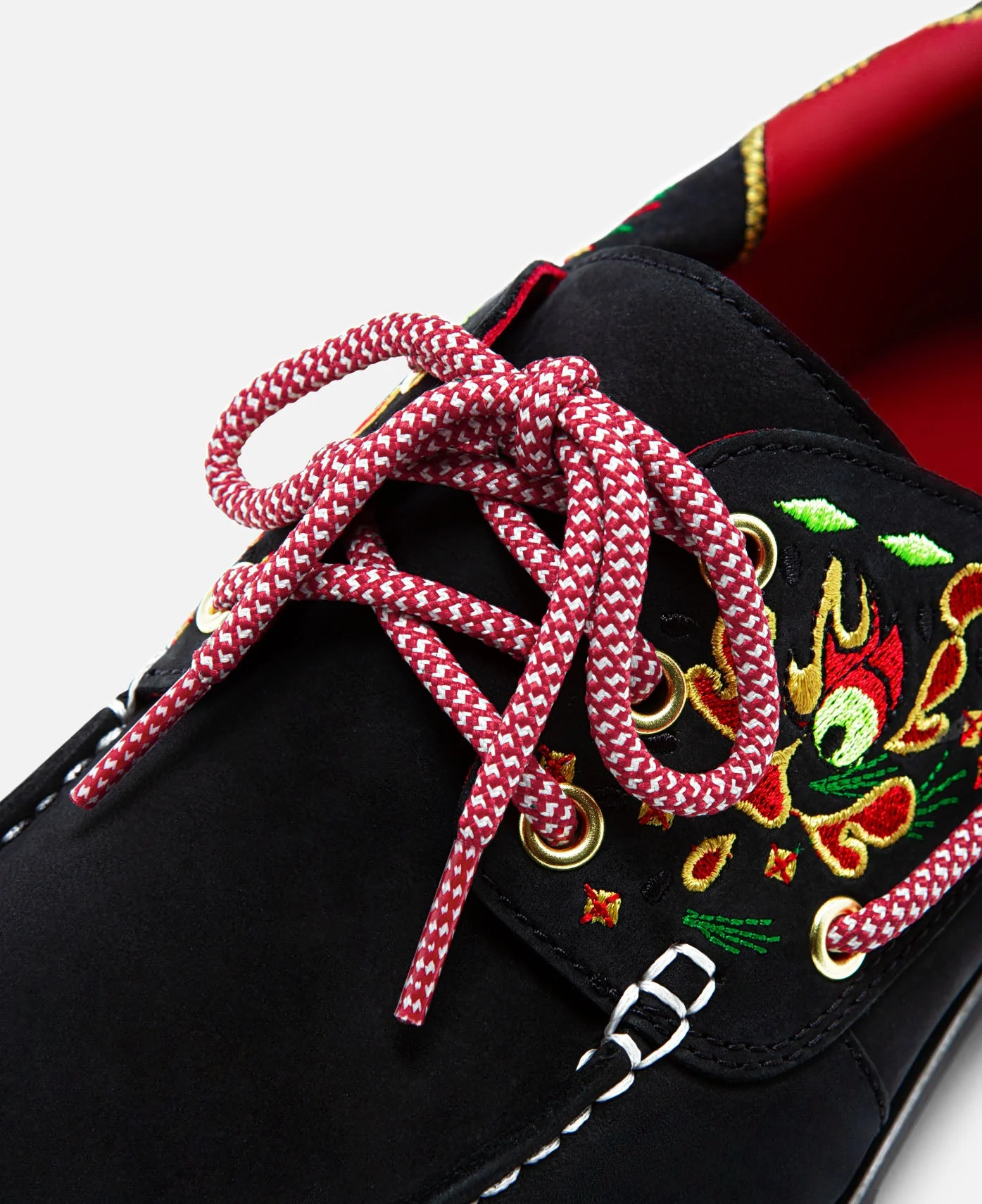 Men's 3-Eye Lug Handsewn Boat Shoes (Black) - Image 10