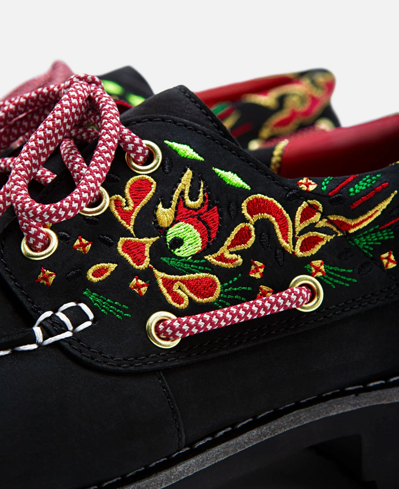 Men's 3-Eye Lug Handsewn Boat Shoes (Black) - Image 9