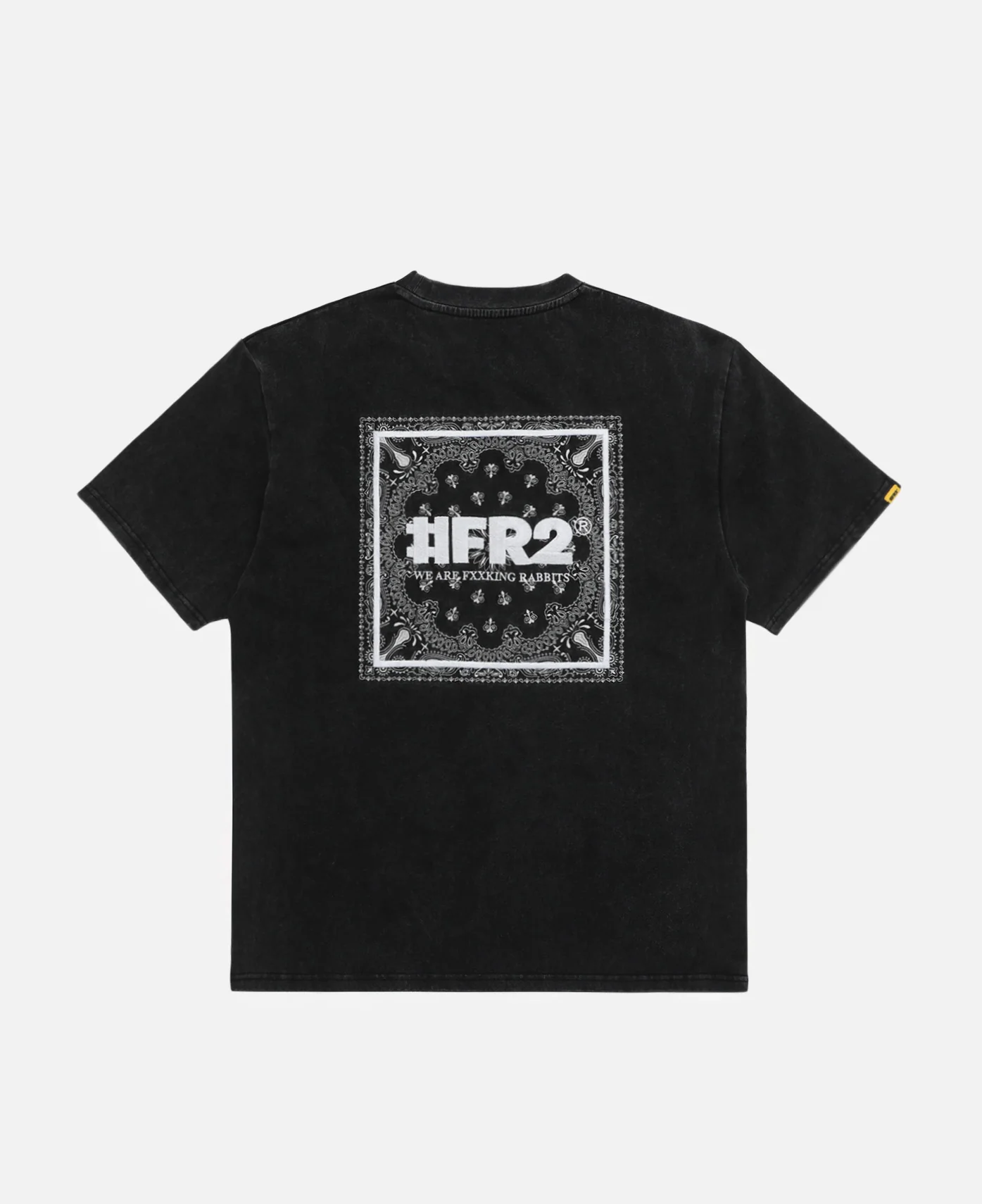 Acid Wash Embroidery Paisley T-Shirt (Black) - Image 2
