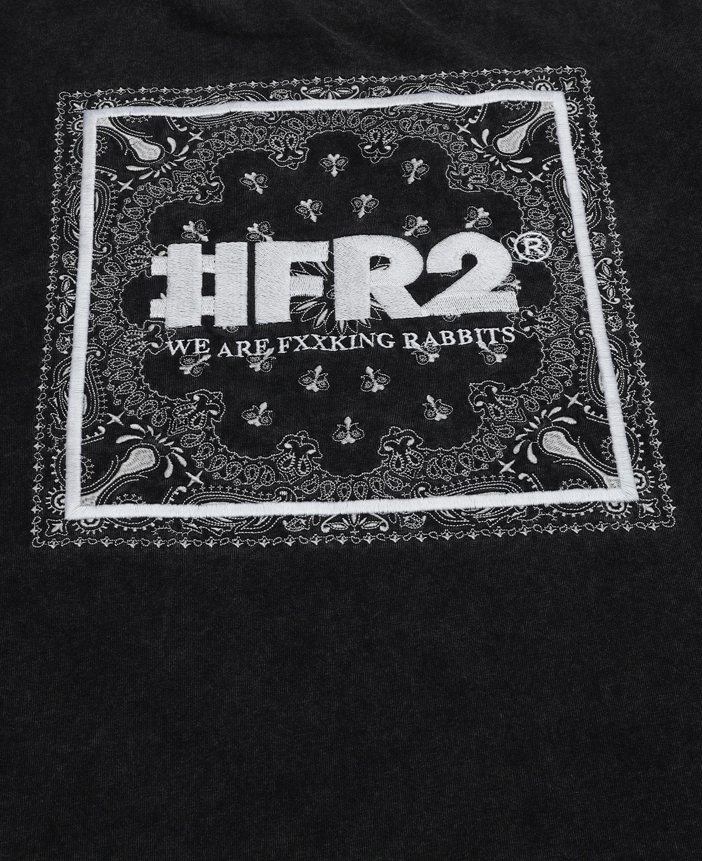 Acid Wash Embroidery Paisley T-Shirt (Black) - Image 4