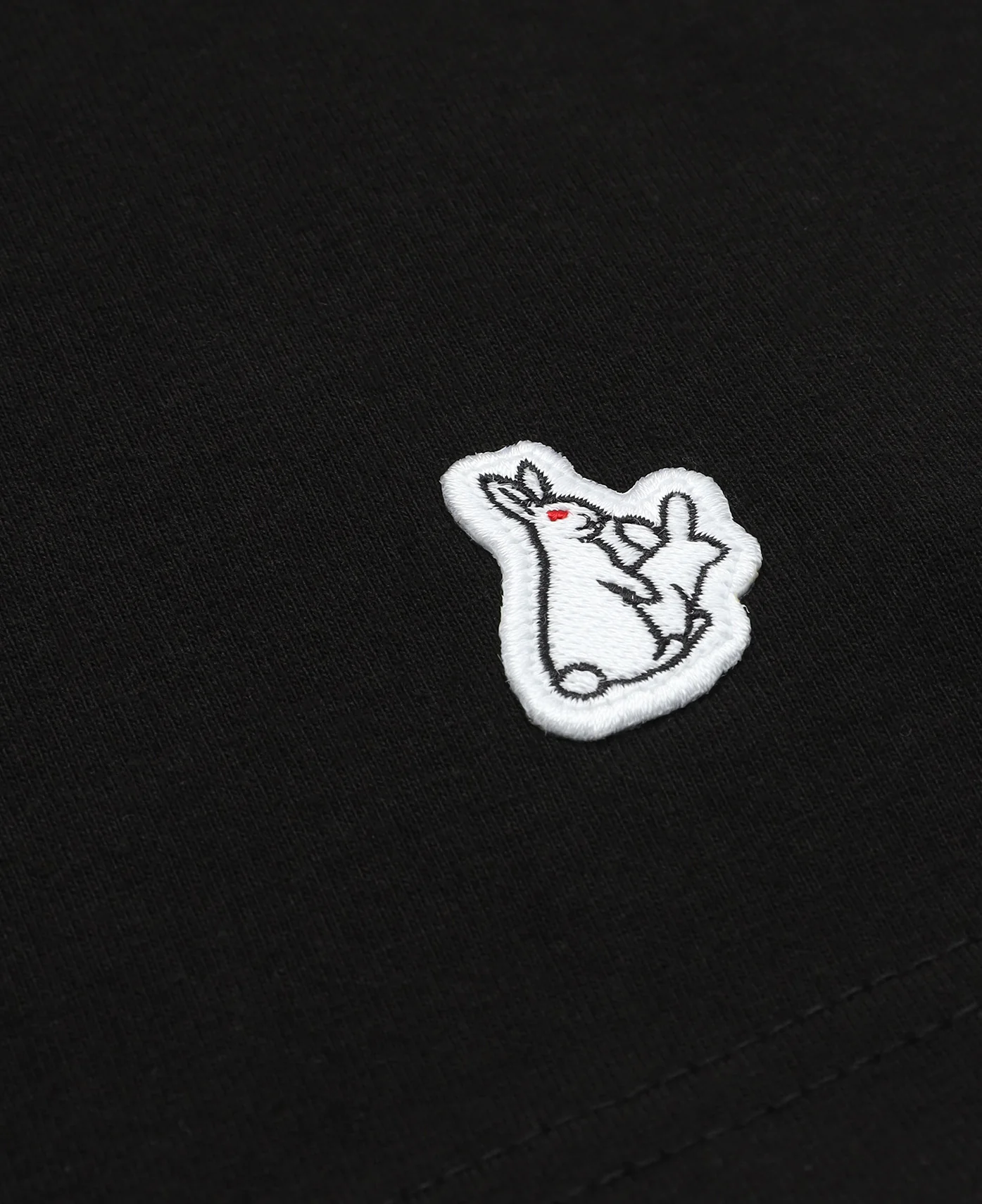 Embroidery Carrot Rabbit T-Shirt (Black) - Image 5