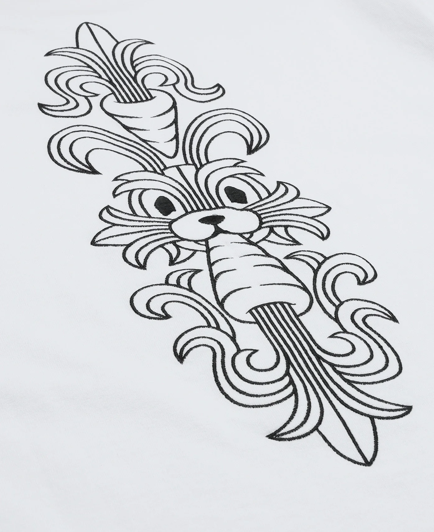 Embroidery Carrot Rabbit T-Shirt (White) - Image 5