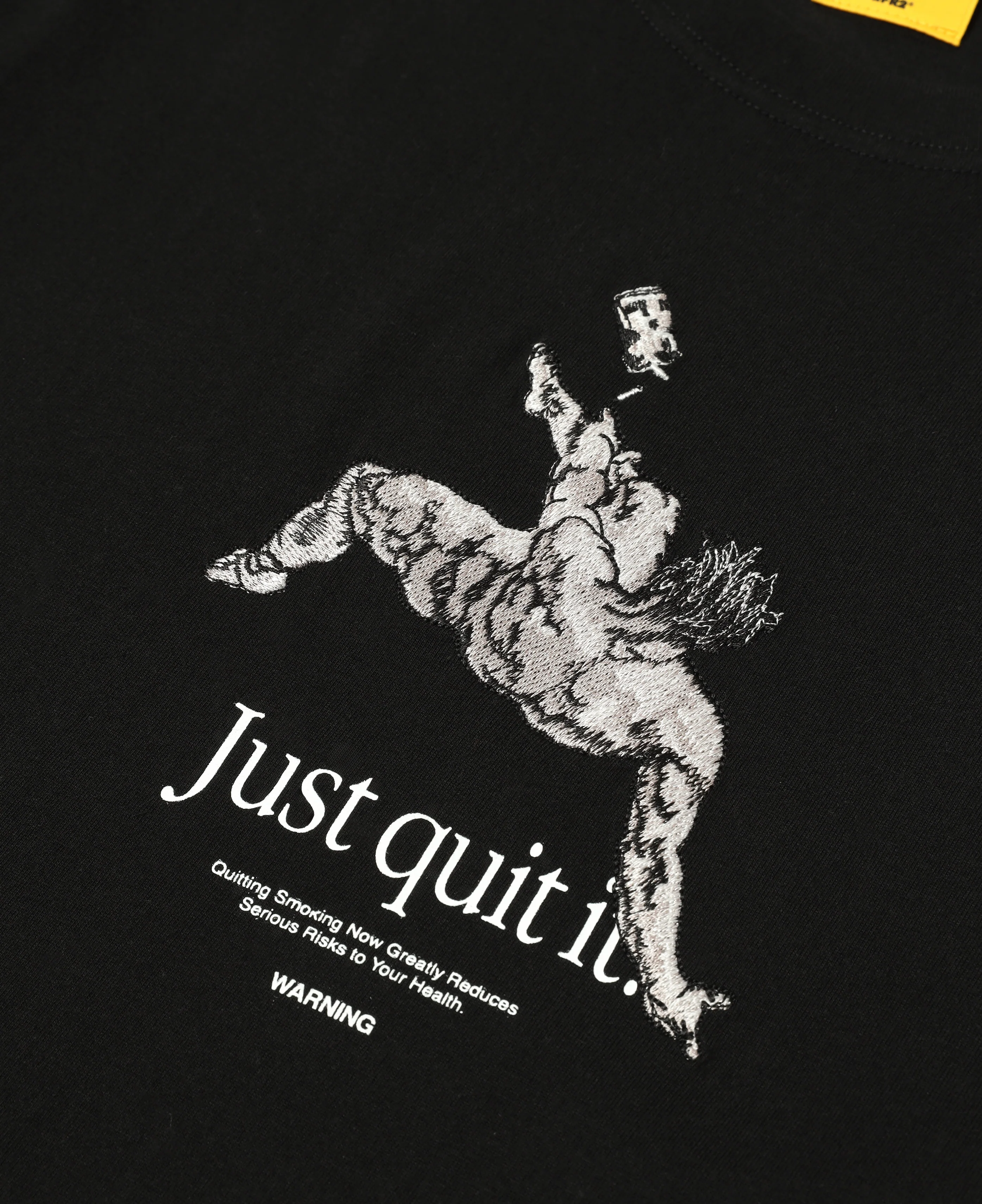 Embroidery Just Quit It. T-Shirt (Black) - Image 3
