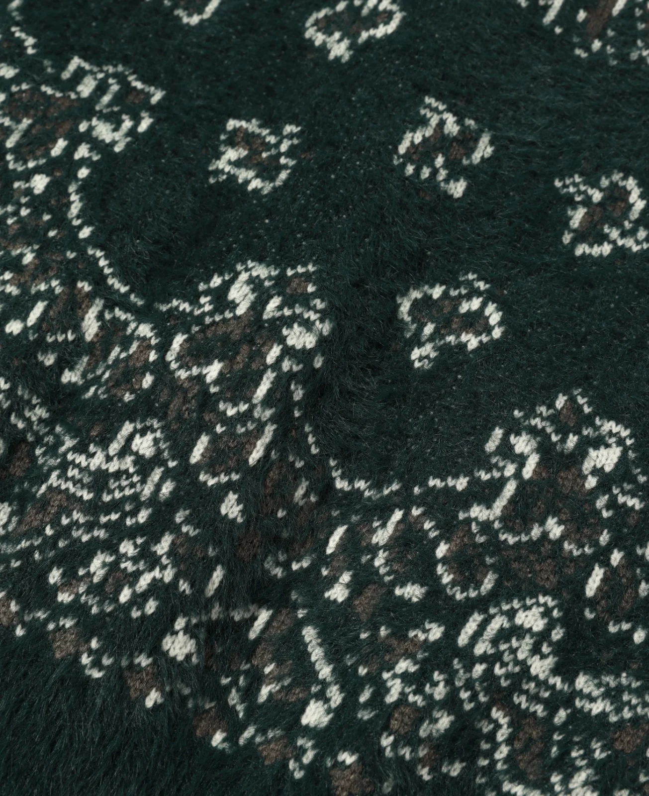 Rabbit Paisley Shaggy Knit Cardigan (Green) - Image 5