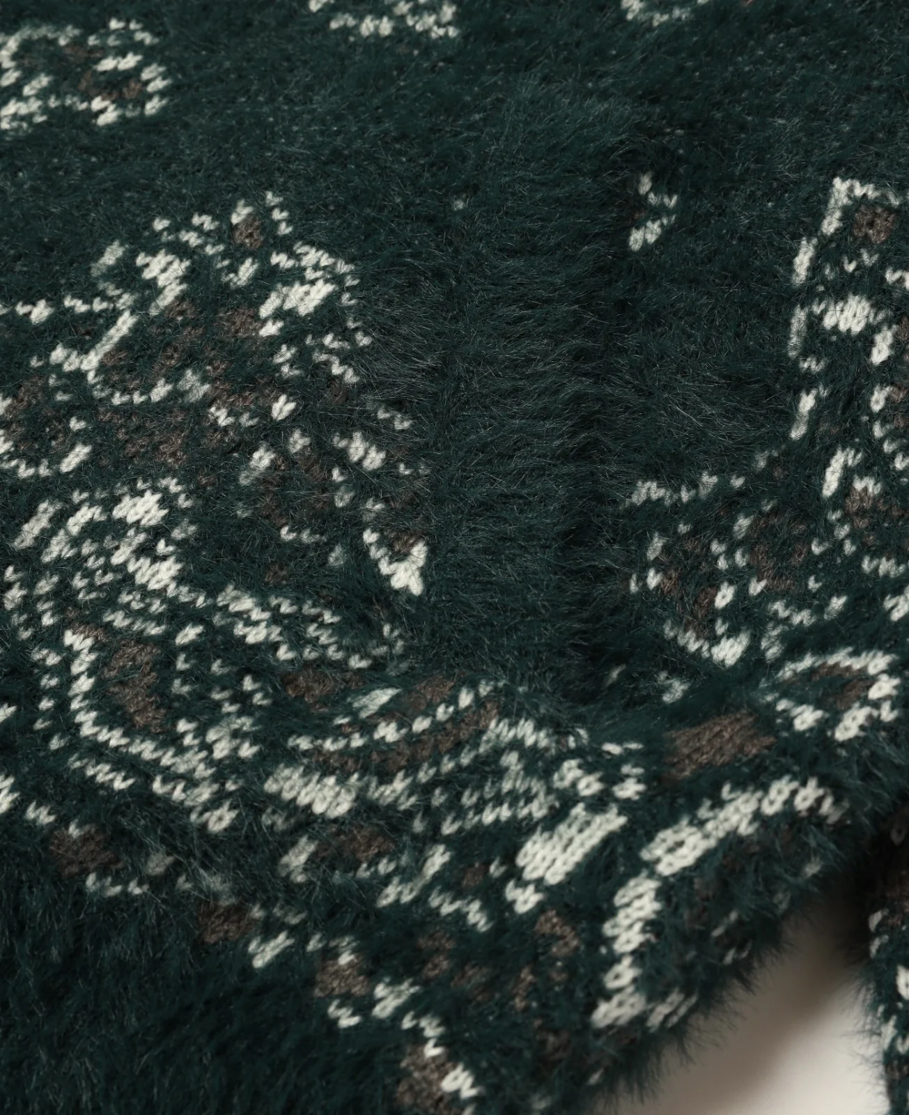 Rabbit Paisley Shaggy Knit Cardigan (Green) - Image 7