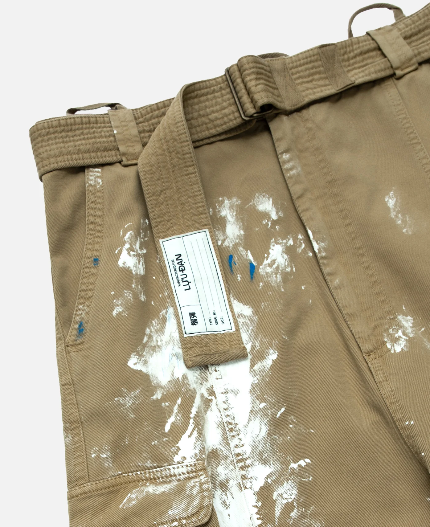 Zip-Off Paint Splatter Cargo Jeans (Beige) - Image 4