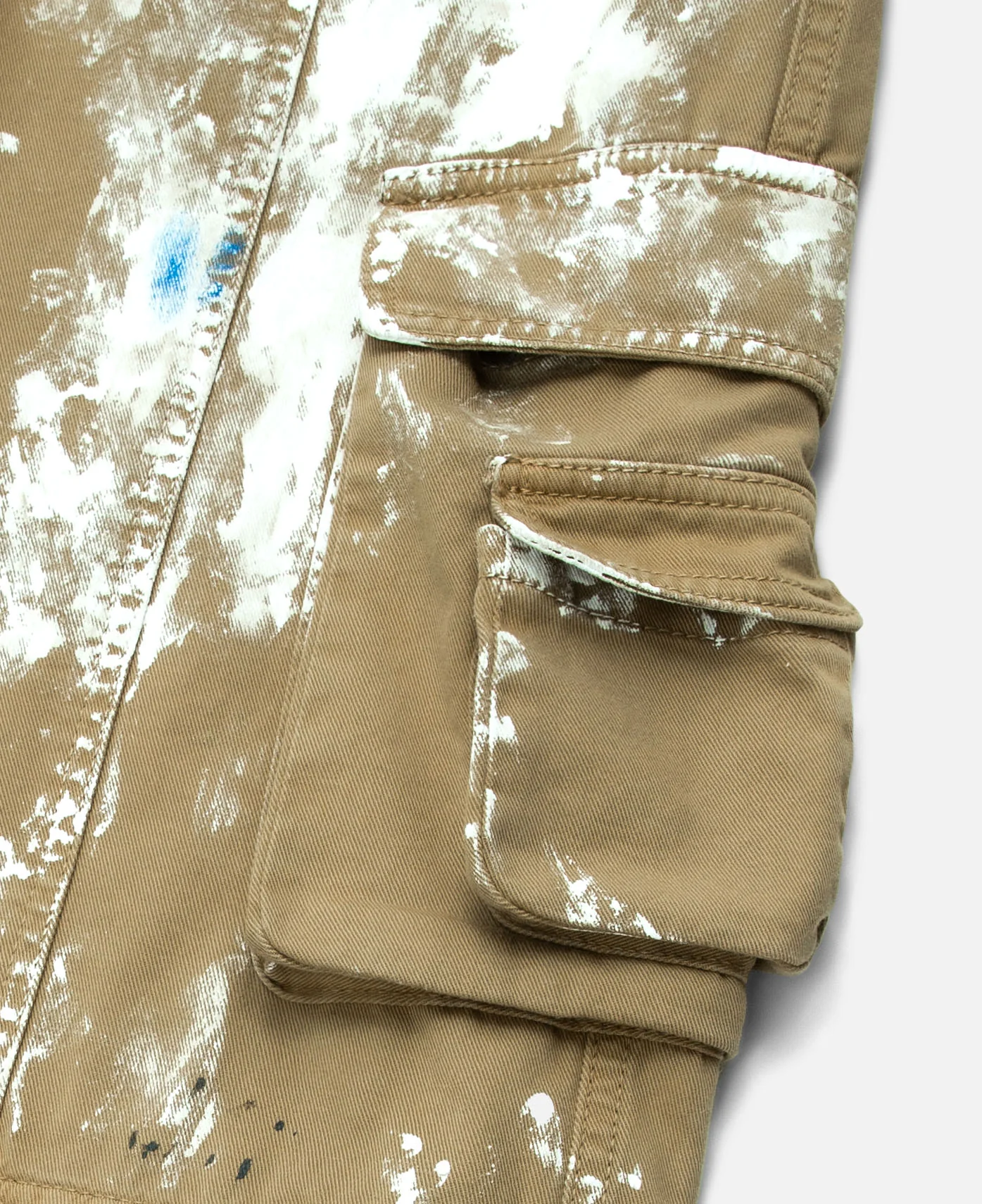 Zip-Off Paint Splatter Cargo Jeans (Beige) - Image 5