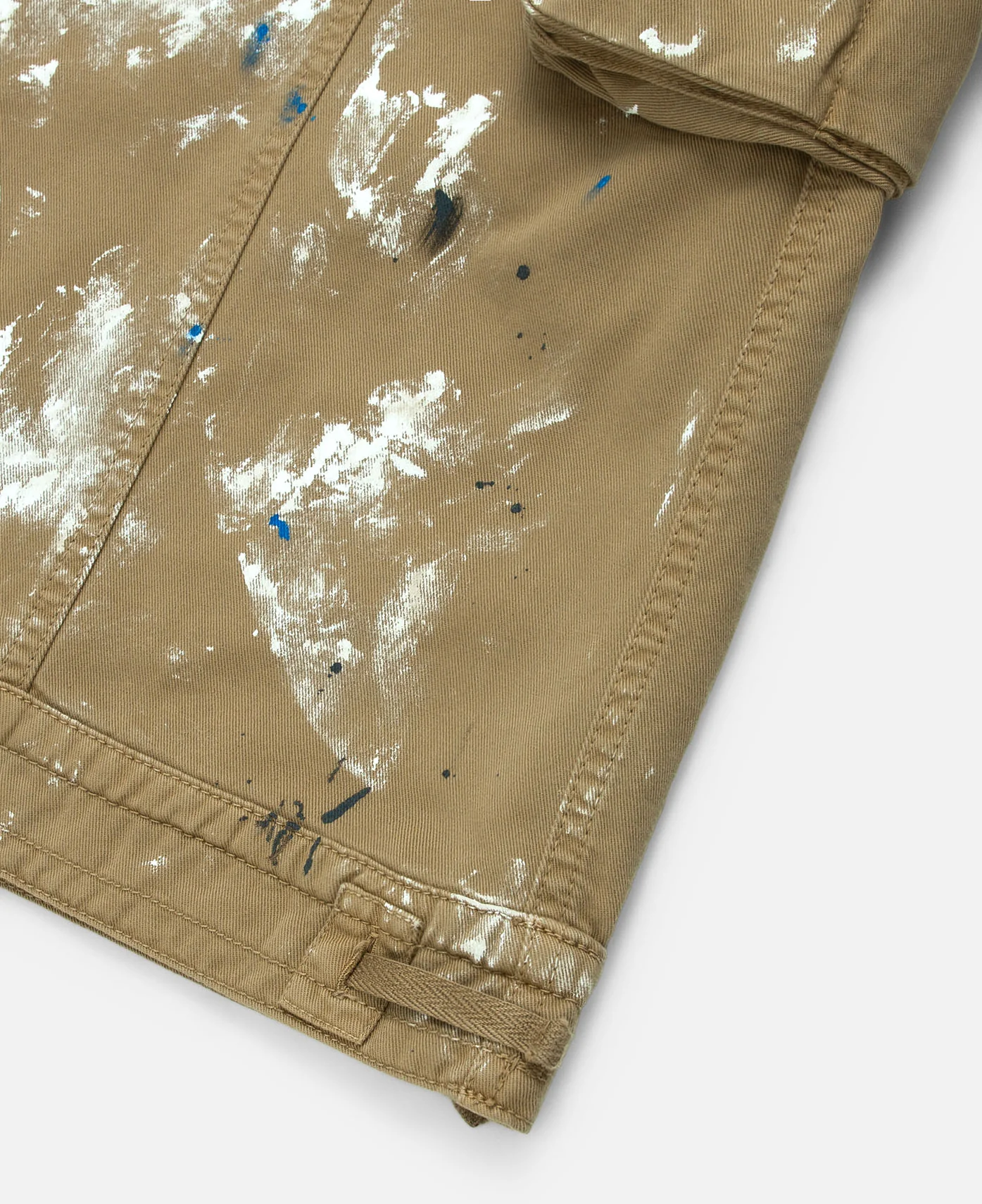 Zip-Off Paint Splatter Cargo Jeans (Beige) - Image 6