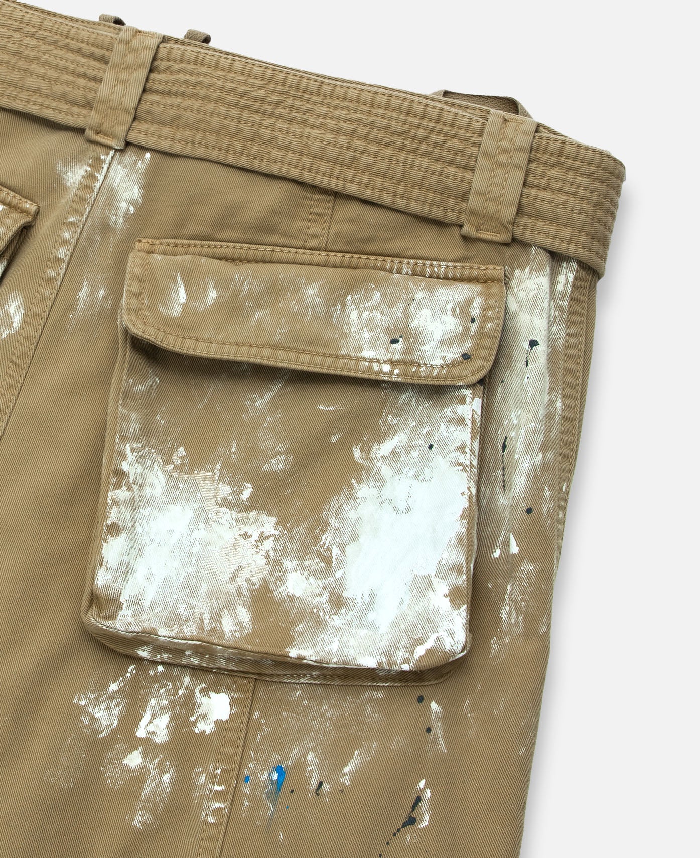Zip-Off Paint Splatter Cargo Jeans (Beige) - Image 7