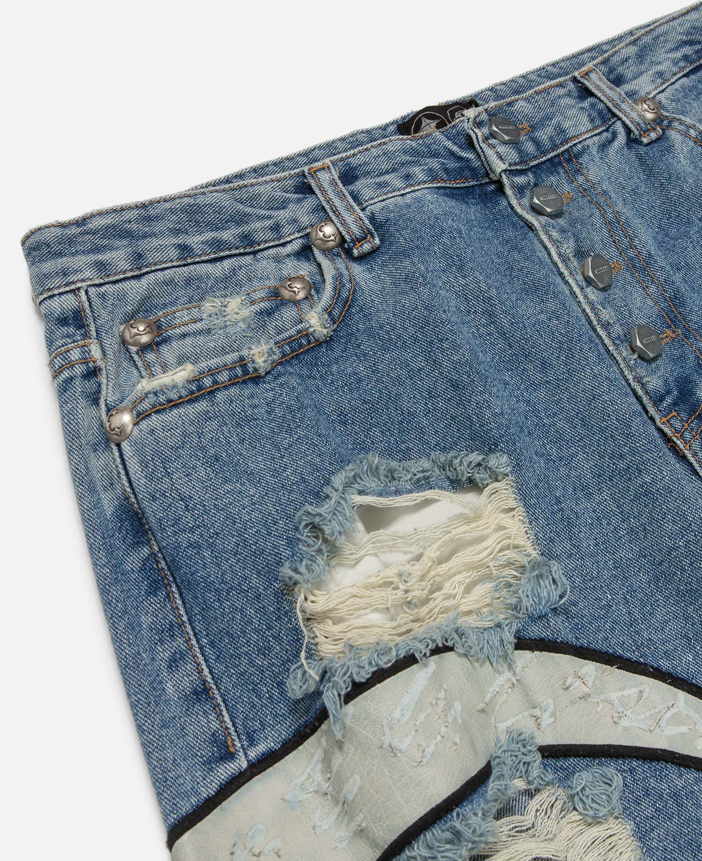 TC Leather Washing Denim Pants (War. Ver) (Blue) - Image 3