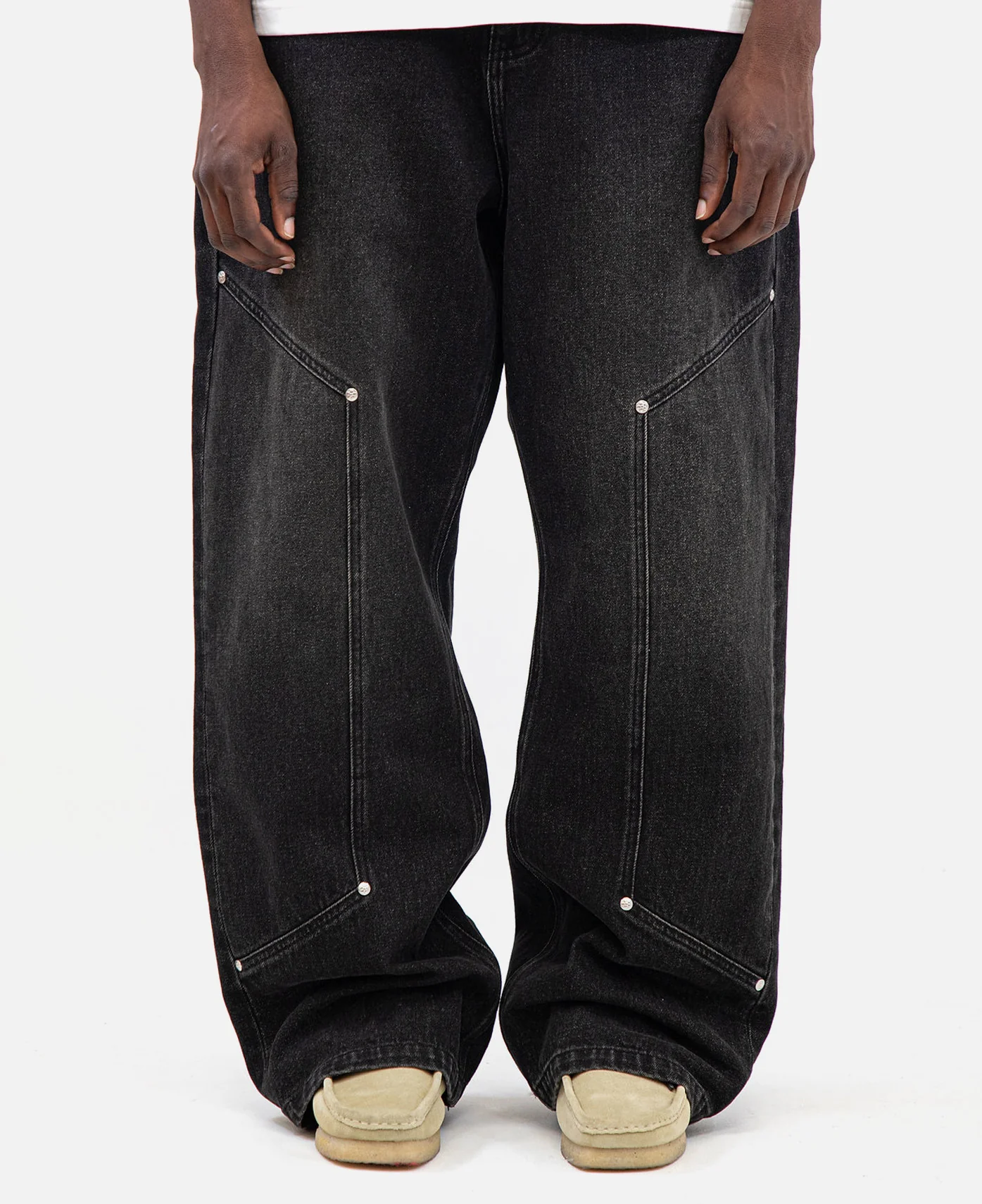 Double Pocket Robo Denim Pants (Black) - Image 2