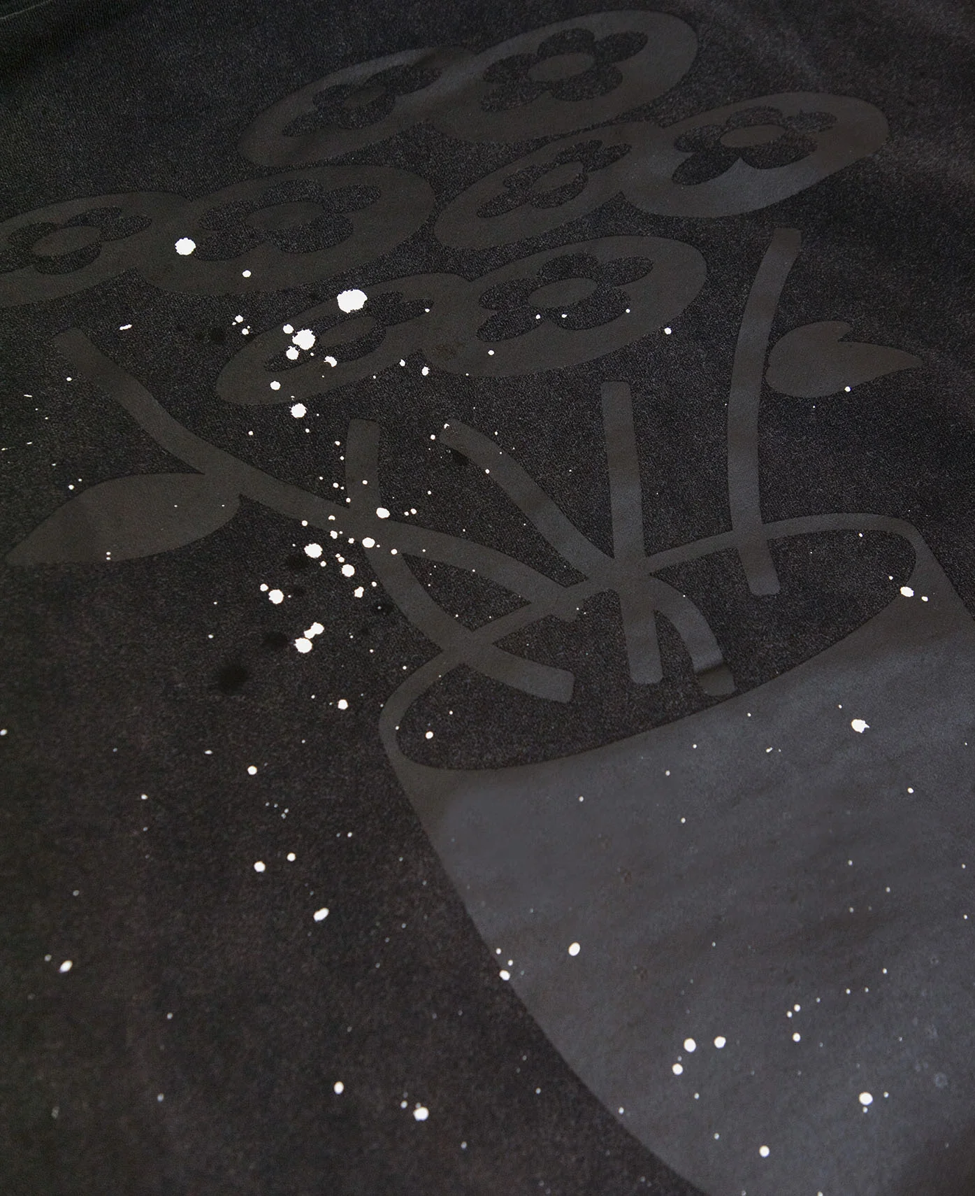 Washed Paint Splash Flower Hoodie (Black) - Image 3