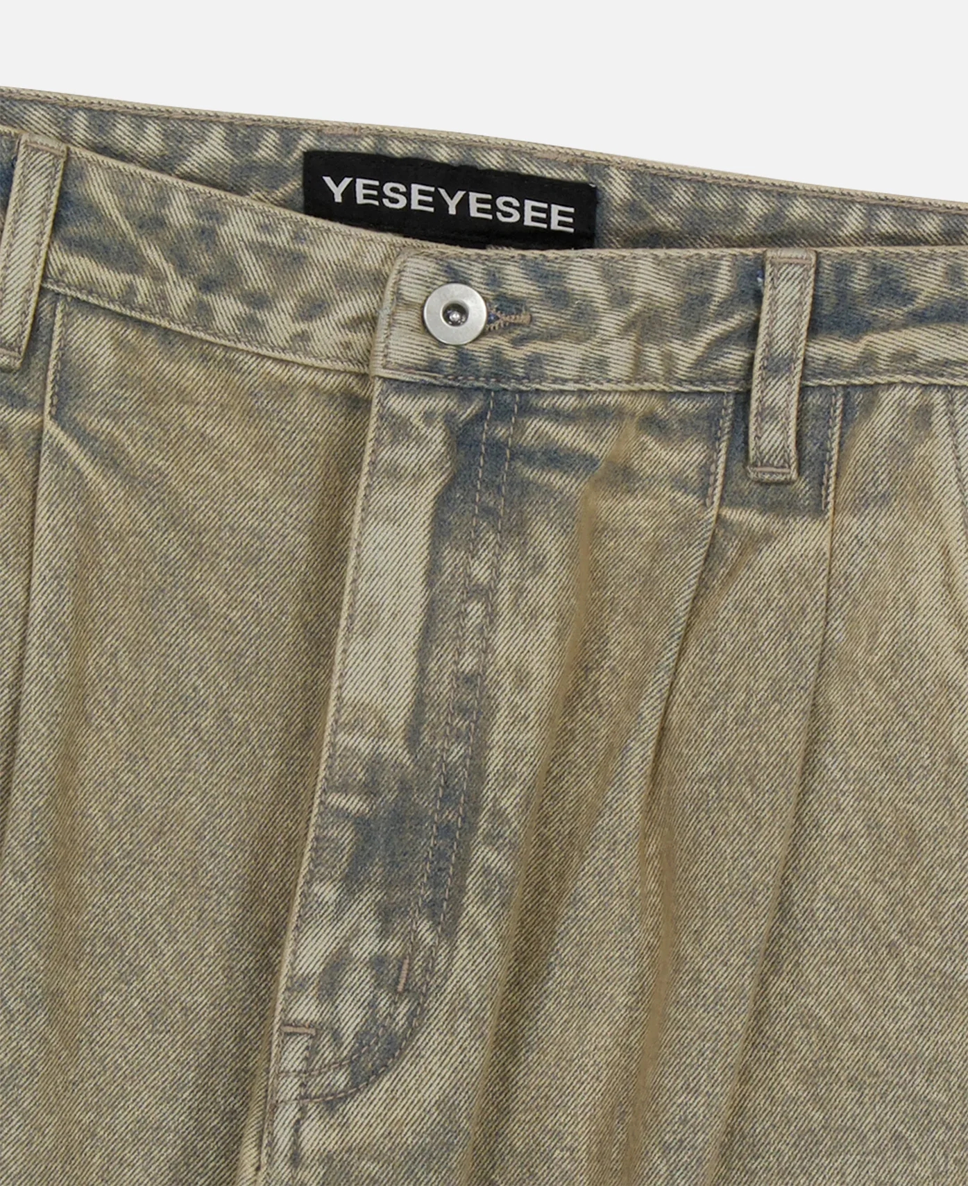 Two Tucked Hairy Denim Pants (Taupe) - Image 4
