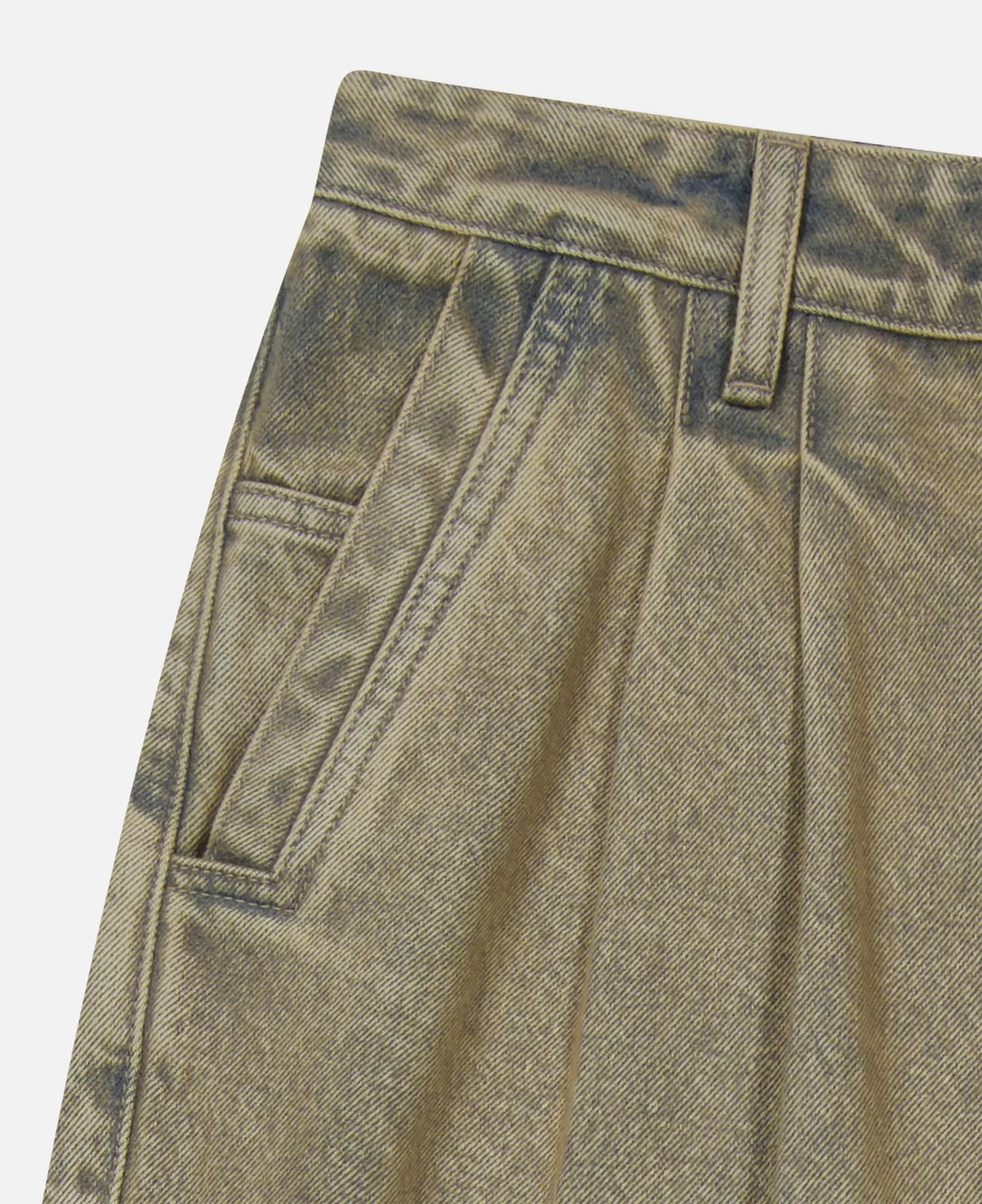 Two Tucked Hairy Denim Pants (Taupe) - Image 6