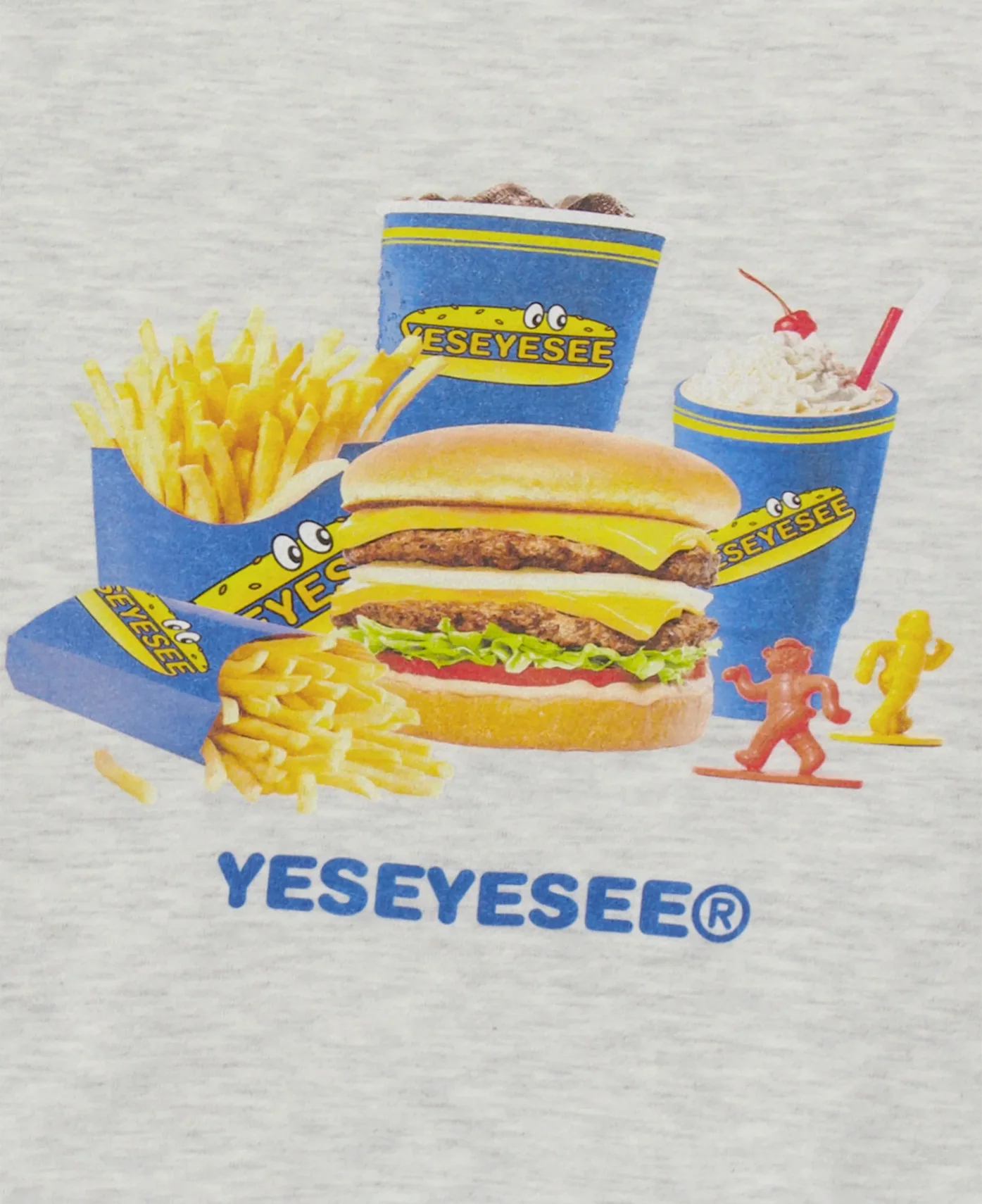 Y.E.S Burger Set Sweatshirt (Grey) - Image 6