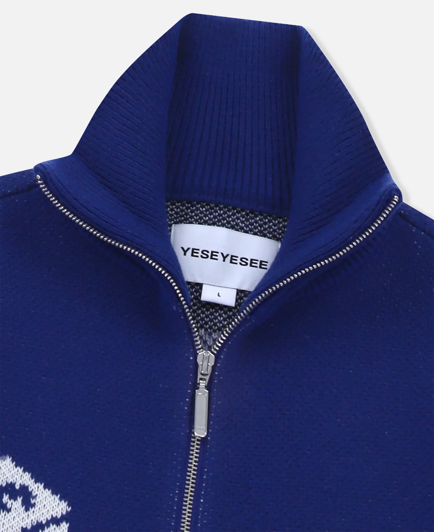 Y.E.S Dice Full Zip-Up Knit Cardigan (Blue) - Image 6